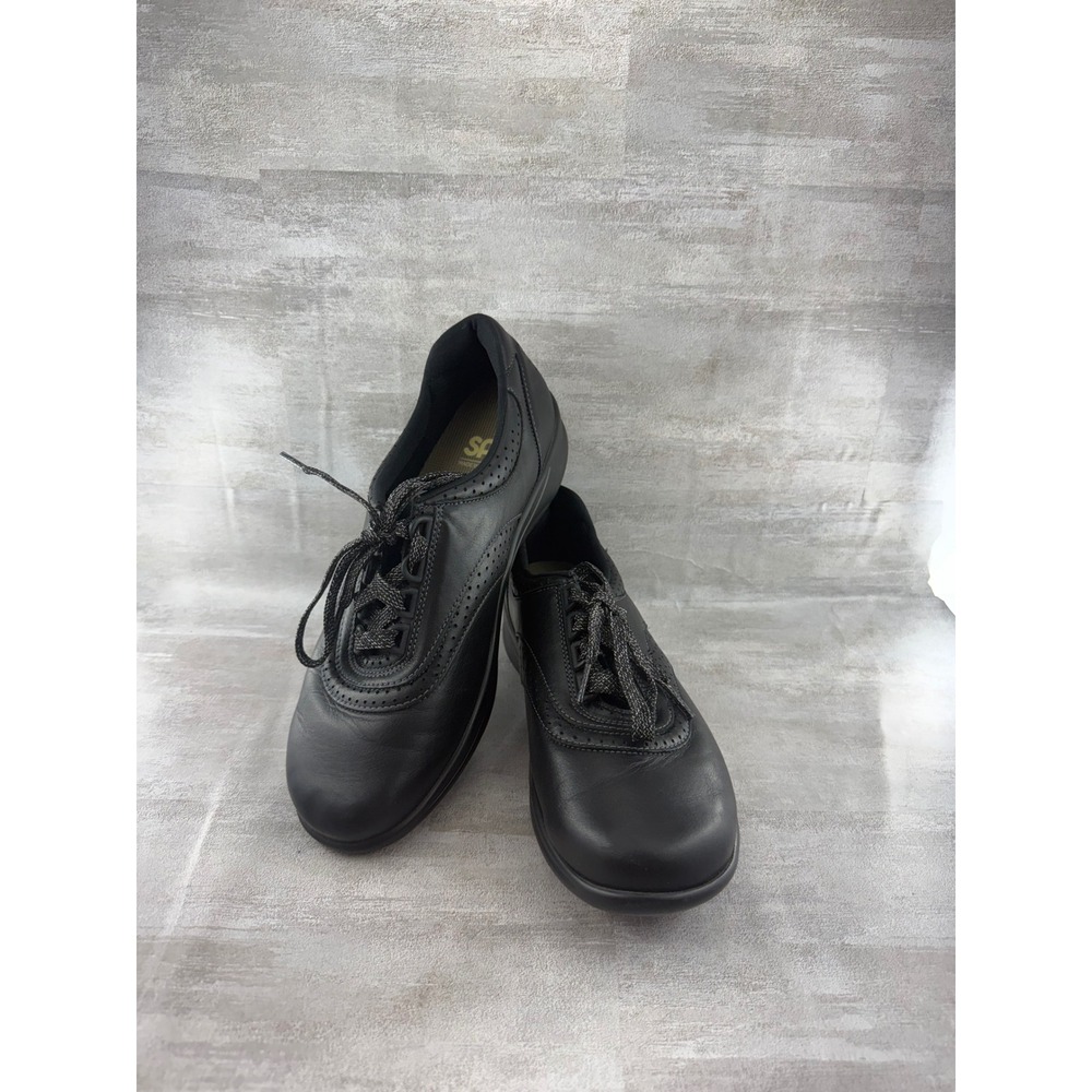 SAS Walk Easy Women Sz 8.5N Black Leather Lace Up Walking Shoes Made in USA